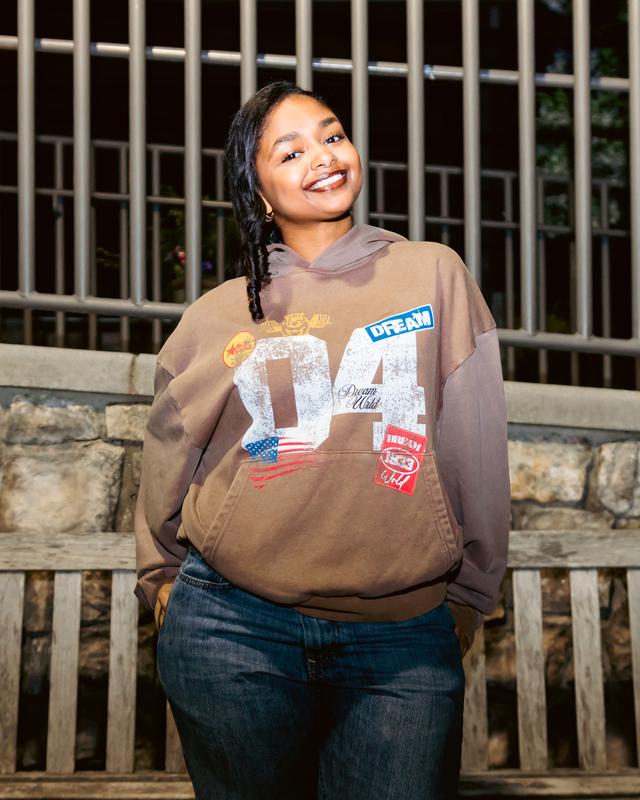 DreamWrld Brown Graphic Hoodie with Unique Design