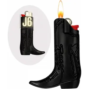 Cowboy Boot Lighter Case for J5 & J6 BIC Lighters Silver Full Size J6 Holder Sleeve Perfect Fit Versatile Practical