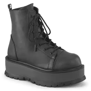Demonia Slacker-55 Mid-Calf Cuban Heel Vegan Leather Ankle Boot Demonia Slacker-55 Mid-Calf Cuban Heel Vegan Leather Ankle Boot