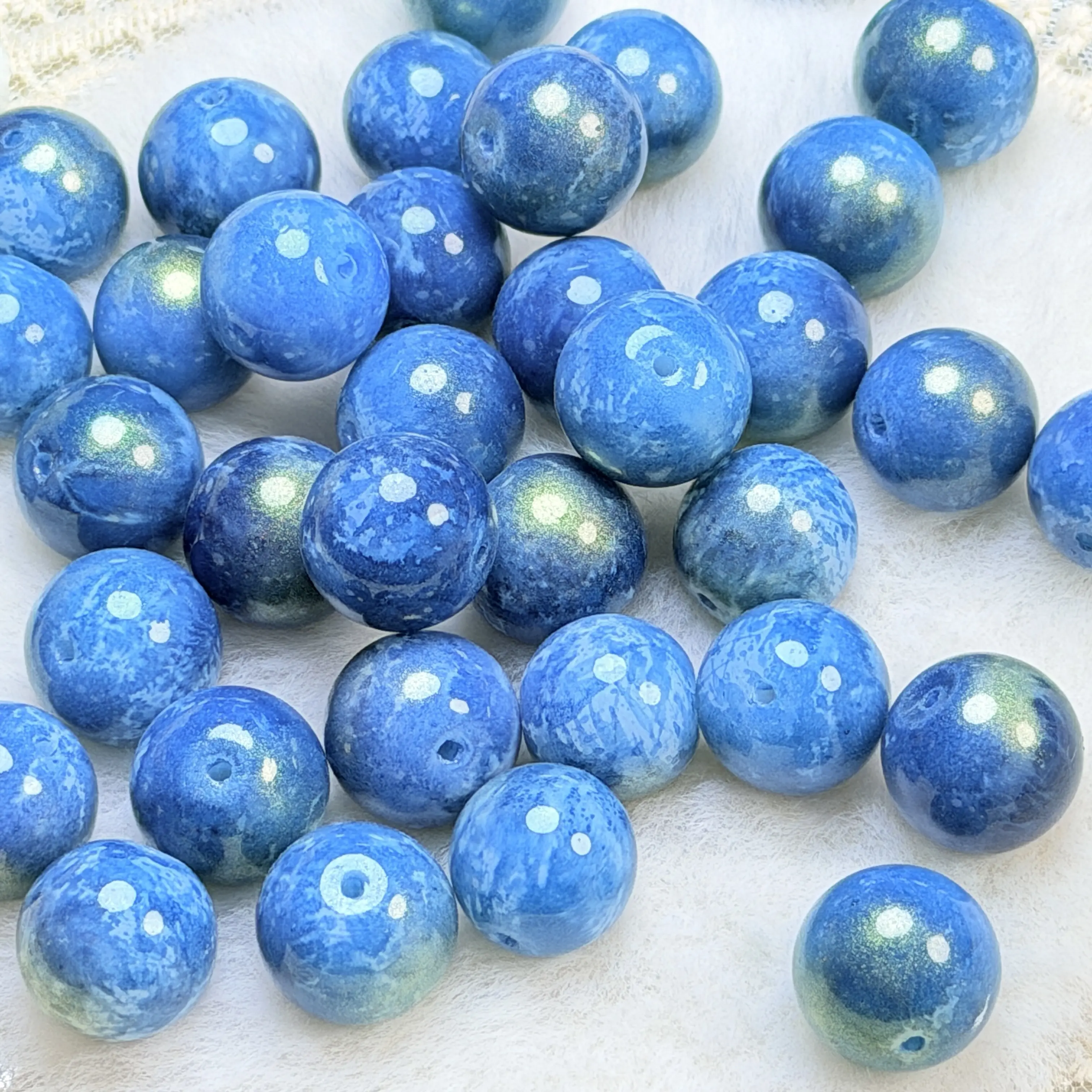 【D1-10】16mm Oil Painting Fine Gilltter Glass Bead 50ML