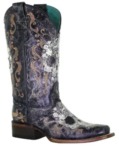 Corral Women's Women'S Floral Skull Embroidery And Studs Western Boot - Z5005