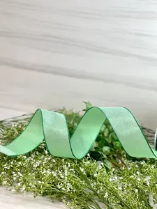2.5 Inch By 50 Yard Green Glitter Ribbon