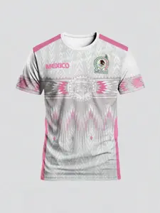 New Mexican style men's football jersey and crew neck comfortable breathable fabric sports top Stylish Jersey suitable for games, football training and casual everyday wear, printed logo