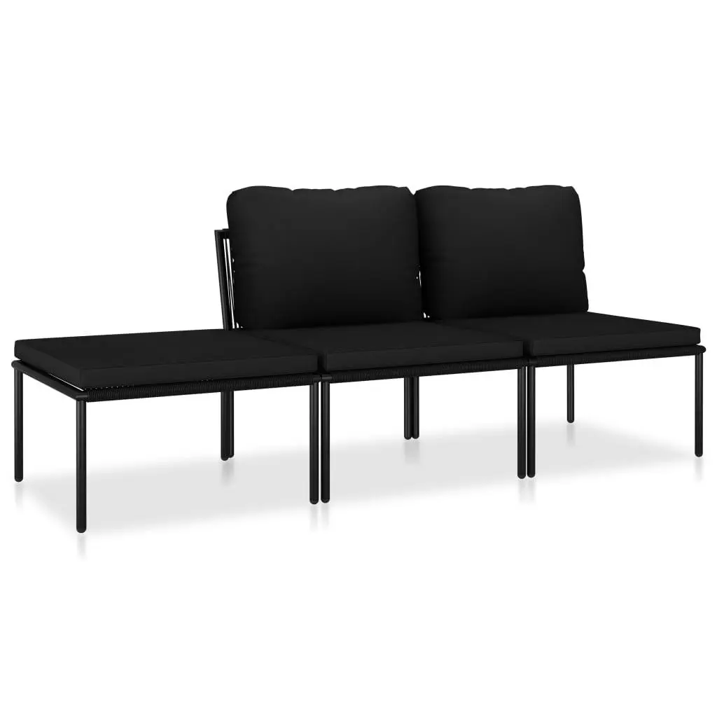 vidaXL Patio Lounge Set 3 Piece, Patio Furniture Set for Outdoor Garden Backyard Lawn, Sectional Sofa with Cushions, Corner Sofa, Black PVC 48593