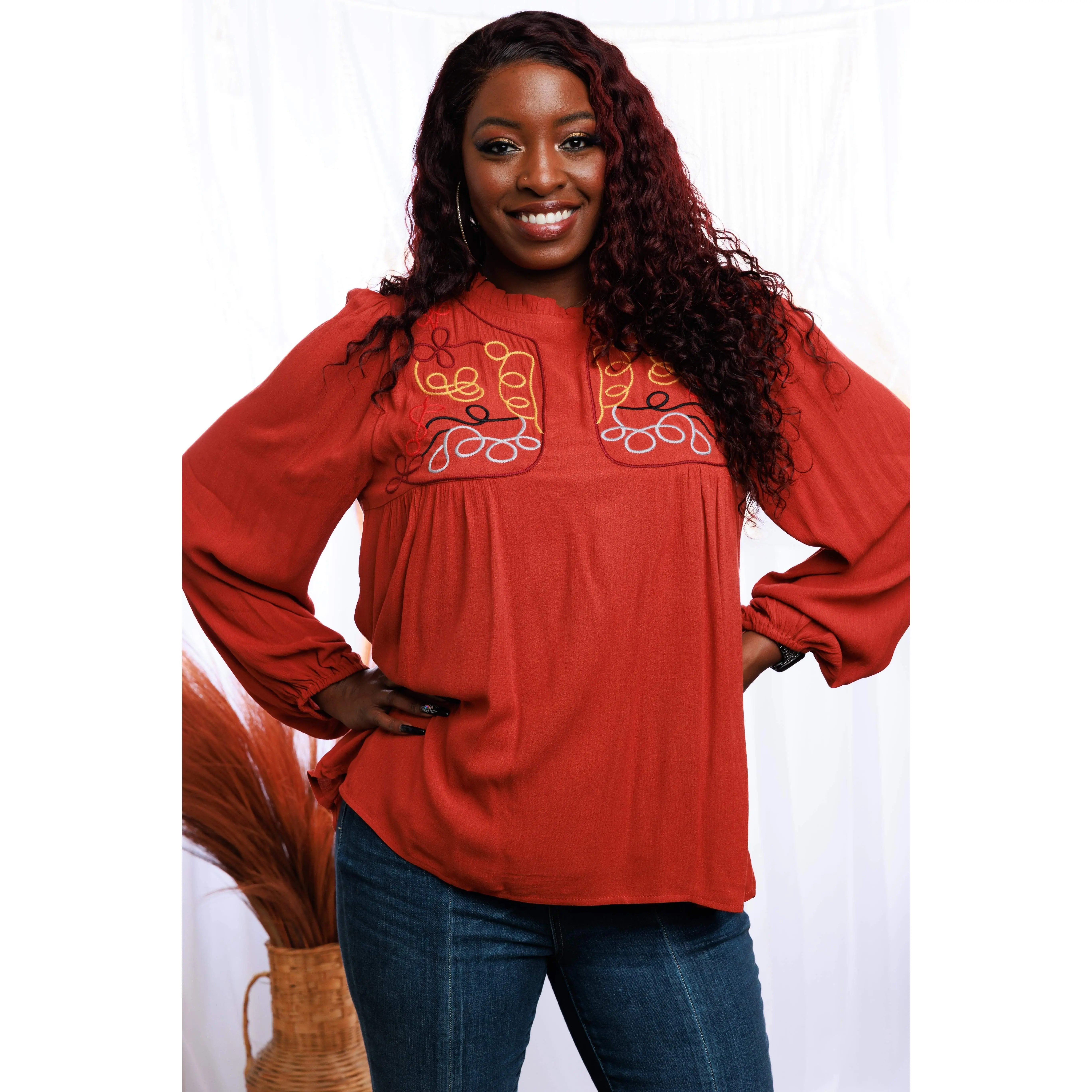 Doodle Dreams Long Sleeve - Brick Fit Flat