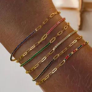 1 Pc Romantic and Elegant Style, Multi Color Synthetic Zircon Buckle Stainless Steel Women's Bracelet, Creative and Fashionable, Daily Casual Wear Jewelry