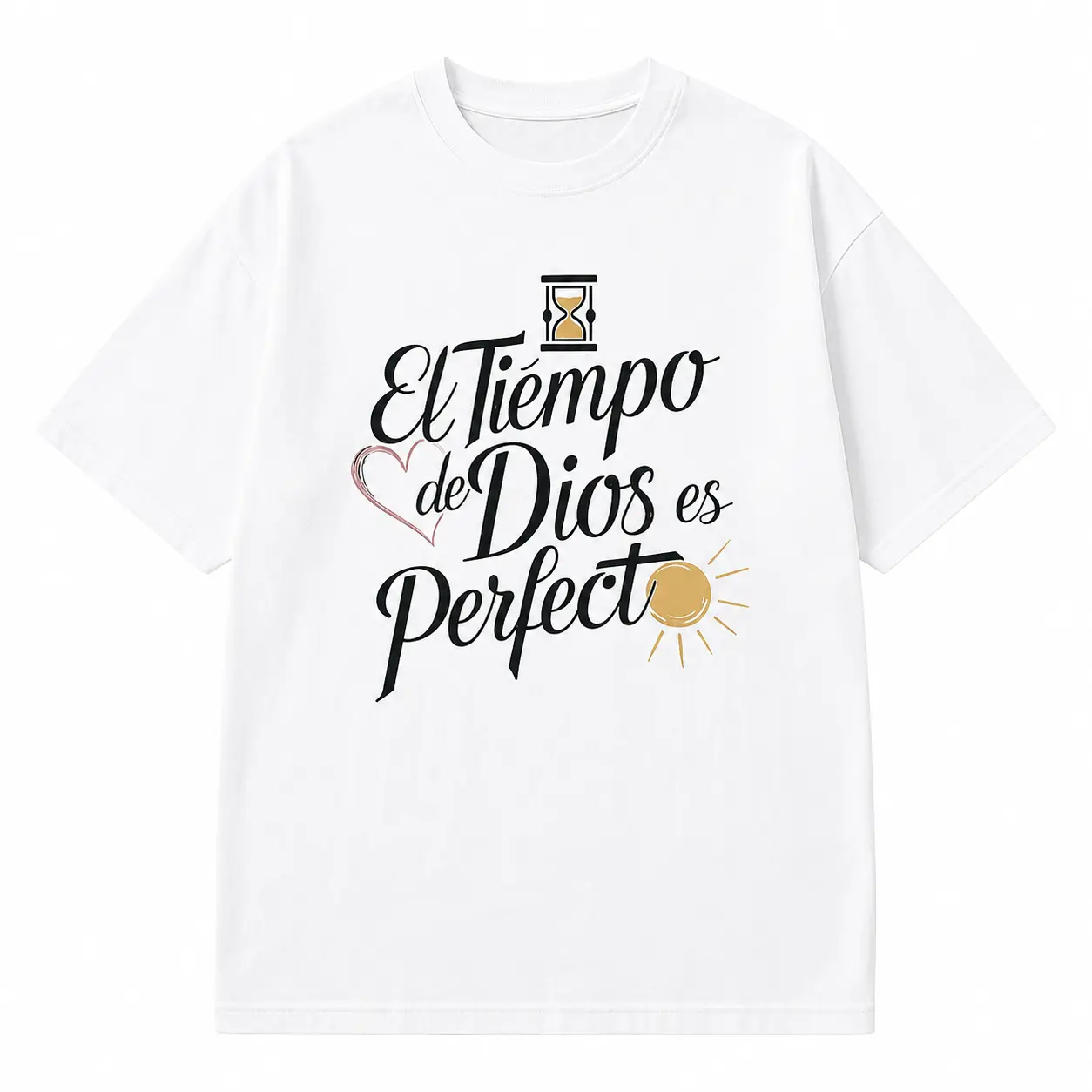 Summer t Shirts Women'S Casual T-Shirt with Inspirational Spanish Quote "El Tiempo de Dios es Perfecto" - Round Neck, Short Sleeve, Breathable & Comfortable for Spring/Summer