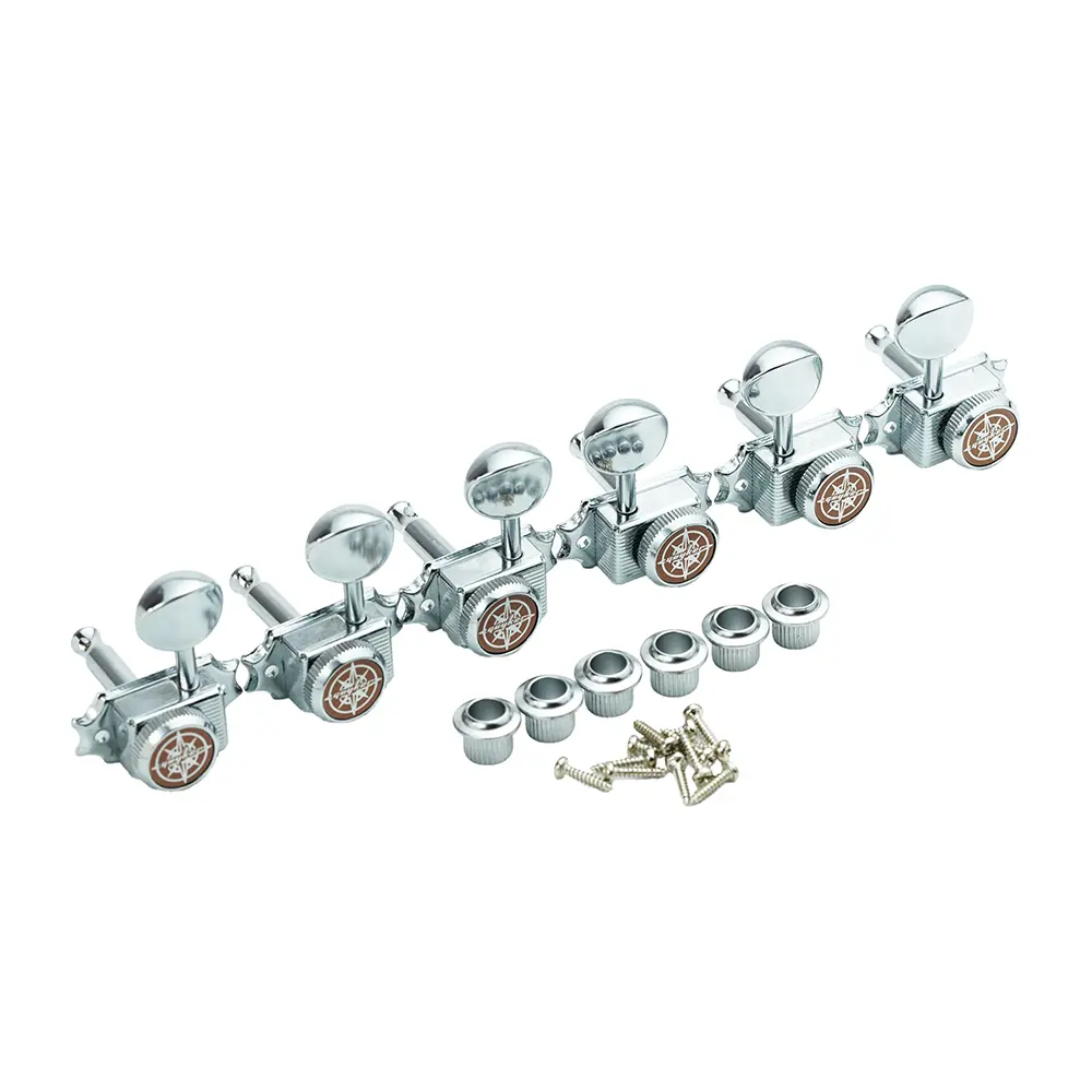 Guyker Guitar Locking Tuners (3L + 3R Handed) – Vintage Deluxe Lock String Tuning Key Pegs Machine Heads Replacement Parts for ST TL Style Electric, Folk or Acoustic Guitars