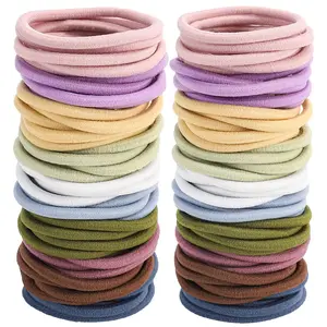 50PCS Women's Elastics Hair Tie 4mm Colorful Ponytail Holders Hair Bands for Medium to Thick Curly Hair Plain Design Comfortable Fit Secure Hold