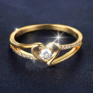 Romantic Heart-Shaped Ring with Sparkling Center, Hypoallergenic, Ideal for Engagement, Wedding, Valentine's Day or Gift for Her