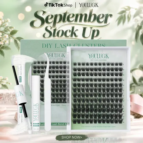YOULUCK Short Enchantress Lash Cluster Extension Kit - Eyelash Beginner Kit for DIY Lash Extension, Soft Fluffy Long-Lasting Clusters, Accessories Bundle False Eyelashes & Adhesives with Glue Remover, Tweezer
