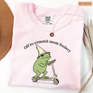 NEW Mama Frog Comfort Colors Shirt Off to Commit Mom Foolery TShirt Funny Frog Scooter Gift For Mom Funny Mama Shirt Pregnancy Announcement Tee, Mother's Day Gift, #mothersdaygift #momlife #momshirt #giftformom #tiktokshopfinds #viraltee #momstyle #mama