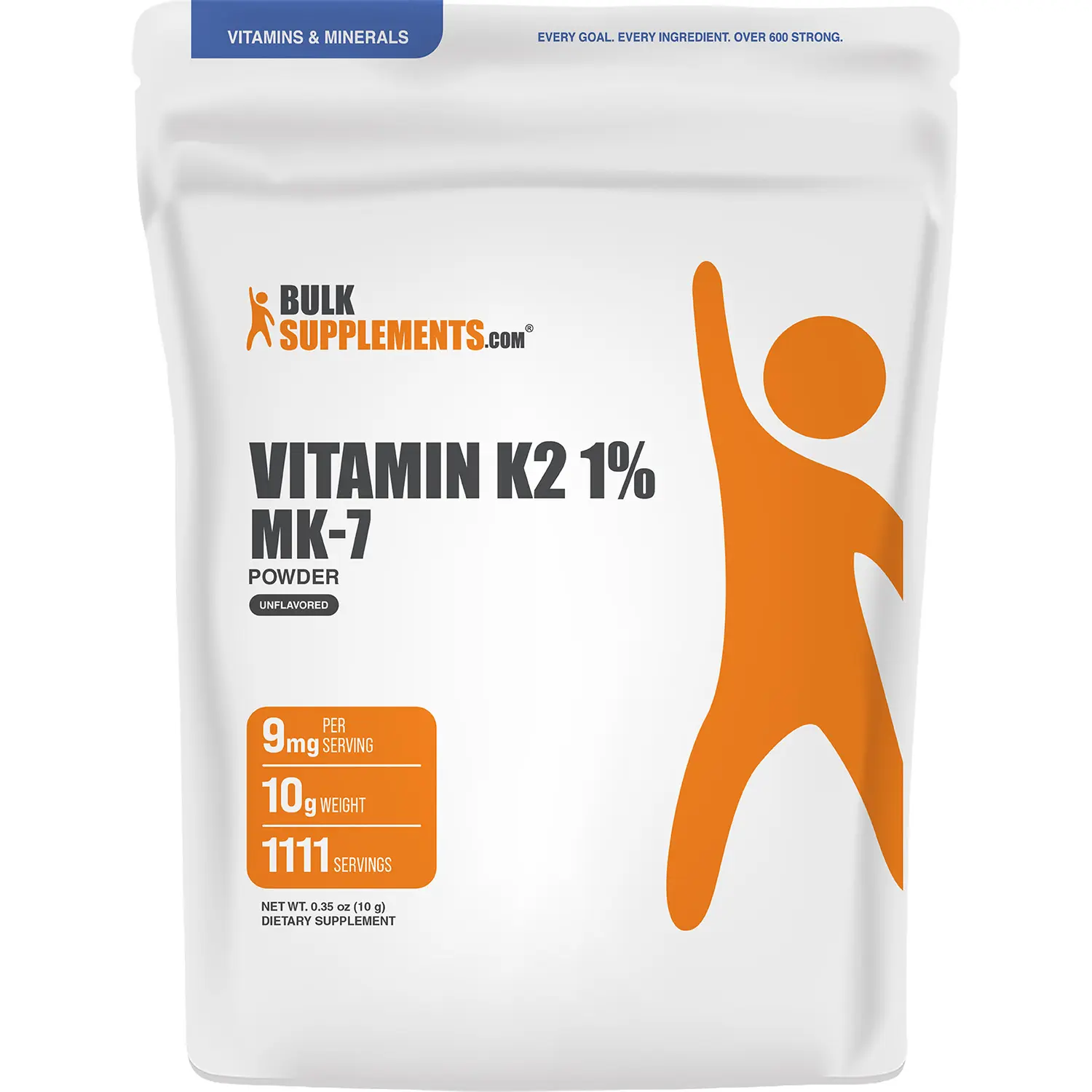 BulkSupplements - Vitamin K2 MK-7 Powder - Healthy Skin - Vitamin Supplements - 10g - 9mg per Serving