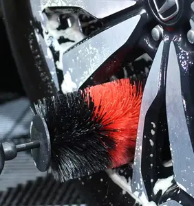 SUDS Red and Black Wheel Brush Soft Bristle Flexible Design for Hard to Reach Spots Safe on All Wheel Types Perfect for Car Enthusiasts