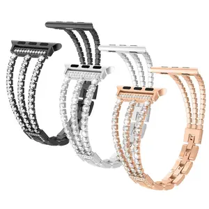 Elegant Metal Jewelry Watch Band for Apple Watch Women, Sparkling Artificial Diamond, Fits Iwatch Ultra/se/series 1-11, Smart Watch Straps
