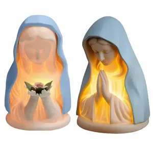 Blessed Mother Mary Night Light, Warm Lighting Figure Craft, Home Decor Light, Indoor Lighting, Decorative Night Light, Catholic Night Light for Home, House, Birthday, Nursery, College Room, Nightlight For Bedroom, Decorative Ambiance Lighting, Night Lamp