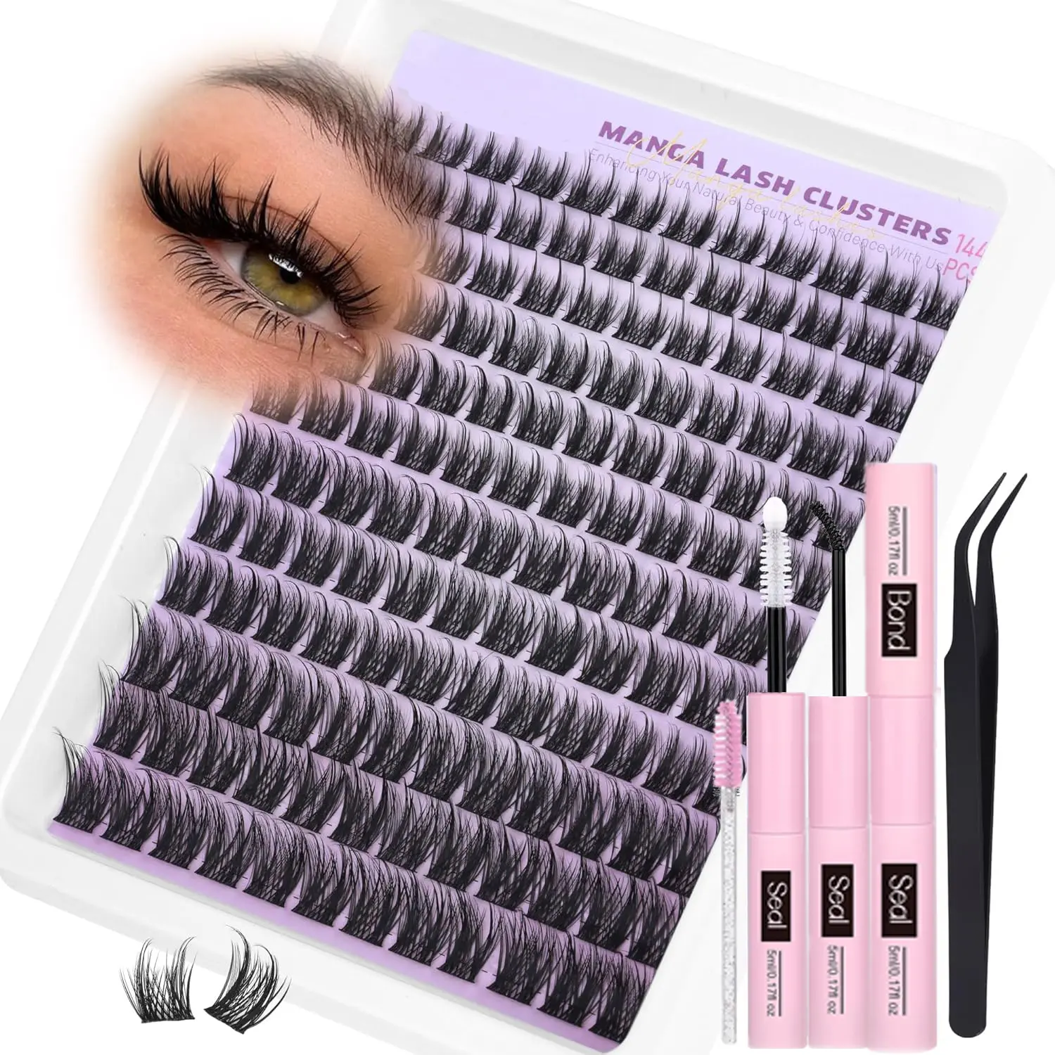 Wispy Fluffy Lashes Natural False Eyelashes Cluster Eyelash Extensions Kit, Lightweight Natural Eyelashes Mixed Lengths 10–16mm D-Curl Soft Band Single Lashes for Beginners, Wispy Eyelash Clusters, Diy Lashes Clusters