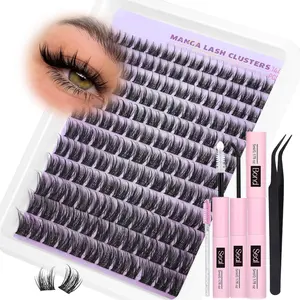 Wispy Natural Fluffy Cluster Eyelash Extensions Kit, Mixed Lengths 10–16mm D-Curl Soft Band Single Lashes for Beginners, Christmas Festival Eyelash Extensions Set, Cosmetic