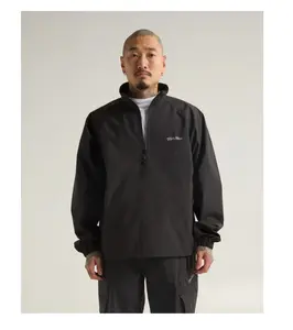 Shakawear Men's Oversized Waterproof Quarter-Zip Jacket - Black Nylon Coats with 3M Shaka Wear Hit on Chest for Protection Casual Long Sleeve