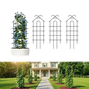 ARIFARO 40" Metal Garden Trellis for Climbing Plants, 4 Pack Large Plant Trellis for Potted Plants, Indoor Outdoor Black Garden Trellis for Vines, Cucumbers, Flowers, 16.5" Wide