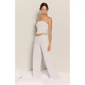 Your Favorite Women's Blue & White Lounge Striped Baggy Pants