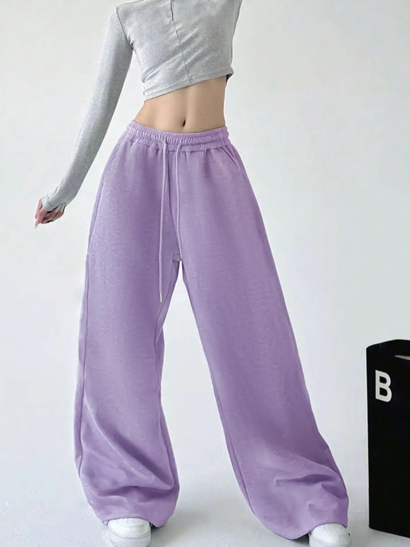 1 Piece: High-Waisted Straight-Leg Casual Fashion Sweatpants (Multiple Colors Available) — Minimalist Style | Elastic Waistband with Drawstring | Flattering & Figure-Friendly | Perfect for Everyday Wear or Street Style
