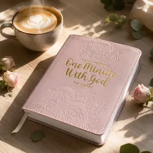 One Minute with God for Women: 365 Daily Devotionals Bible Record Book, Pink Hardcover, Exquisite Embossed Floral Design, Golden Foil Title, Log Book Spiritual Inspiration - Prayer Gift for Mom