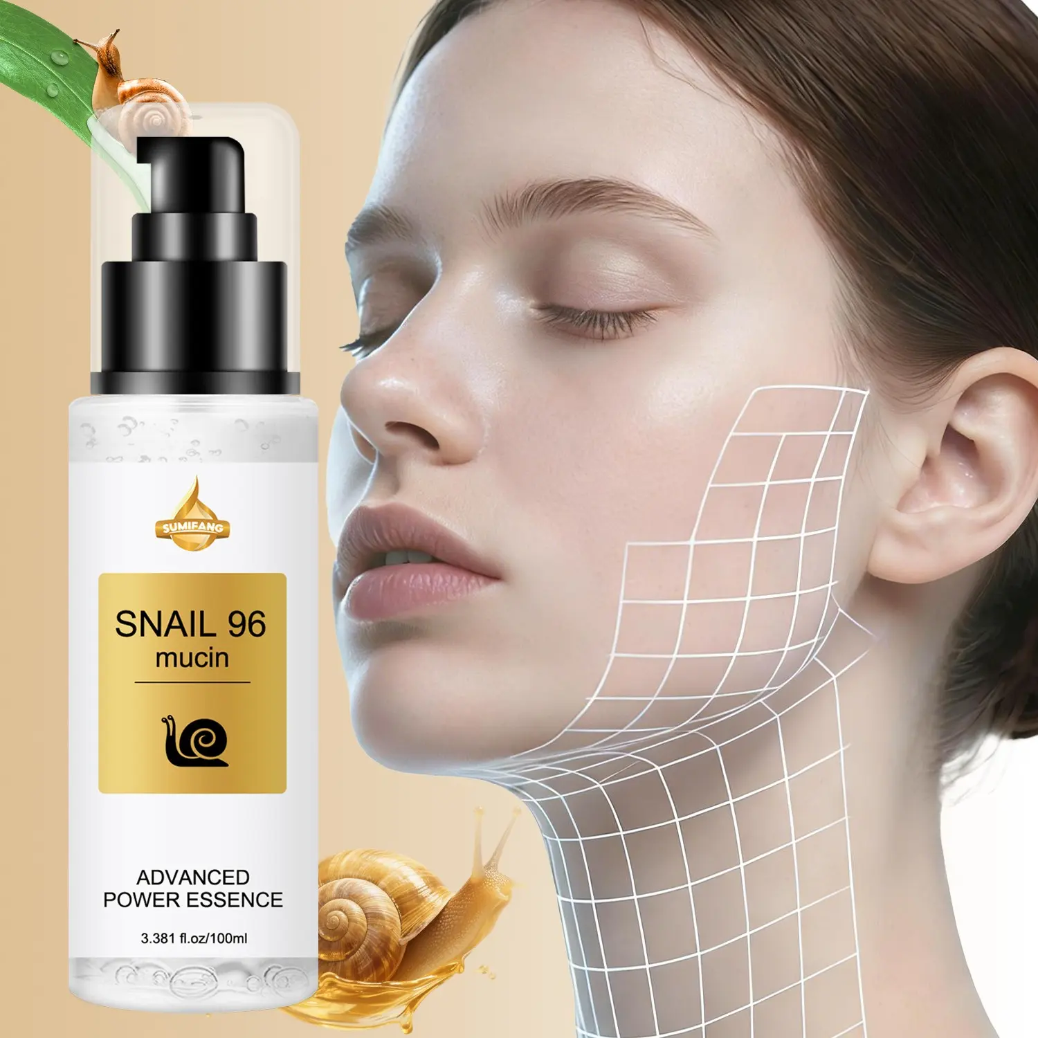 Snail Mucin Repair Essence Serums, Advanced Snail Essence, High Concentration Snail Mucus, Moisturizing, Hydrating and Soothing, Daily, Improves Roughness, Brightens Skin Tone, Boosts Skin Radiance, Suitable for All Skin Types