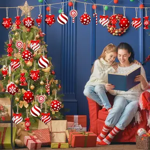 Christmas Tree Decoration Set, 12-Piece & Candy Lollipop Ornaments, Perfect for Winter Wonderland Theme Party Decorations