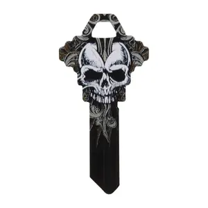 212 MAIN Universal Type Key Blank (No.68-SC1) - Hillman 5005146 Single-Sided Skull Motif Pendant Keychain, for House/Office Use, Pack of 6
