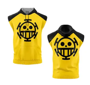 Trafalgar D. Water Law One Piece Sleeveless Hoodie - Medium Anime Design, High-Performance Polyester, Eco-Friendly Inks, Breathable & Flexible
