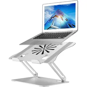 Adjustable Laptop Stand with Cooling Fan, Aluminium Alloy Multi-Angle Computer Holder for Desk, Portable Notebook Metal Mount Compatible with MacBook, Air, Pro, Dell, Alienware All Laptops 11"-17.3"