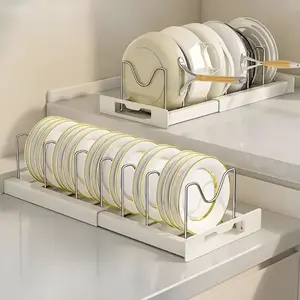 Pots and Pans Organizer Under Cabinet - Pot Lid Holder, Expandable Pan Organizer for Cabinet, Pot Rack with 10 Adjustable Compartments for Kitchen Cabinet, Frying Rack, Lid, Cookware,1 Pcs
