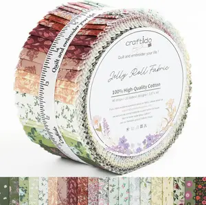 Newbrothread&Craftido-15 Options-100% Cotton Jelly Roll Fabric Precut Strips for Quilting, Crafting, and Sewing, 40 Strips 2.5" x 44" Assorted Bundles for Rug, Quilt Project, DIY Craft and Home Decor, TikTokShopDealsforYouDays, SummerWins