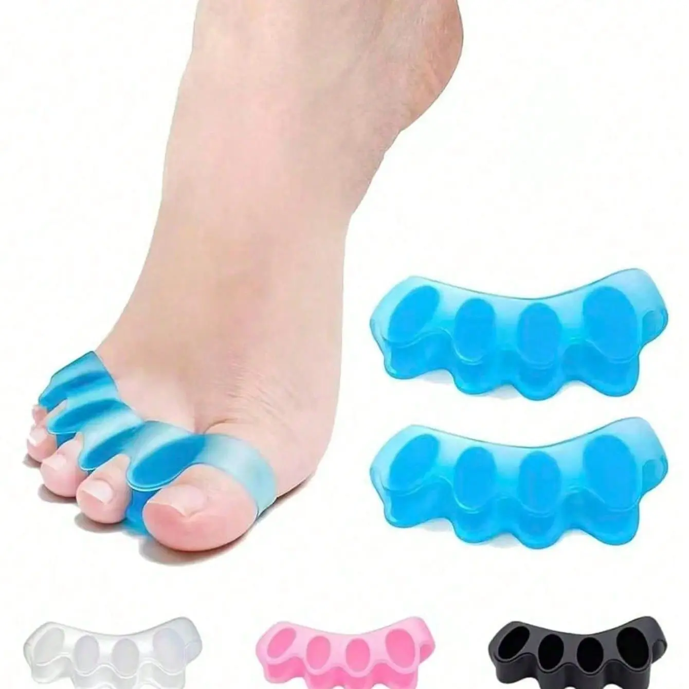 Adult Soft Silicone Toe Separators - 2-Piece Spacers, Orthopedic Supplies, Reusable Manicure & Pedicure Aid, Rubber Nail Care Tools for Toe Alignment (Multi-Pack Combo)