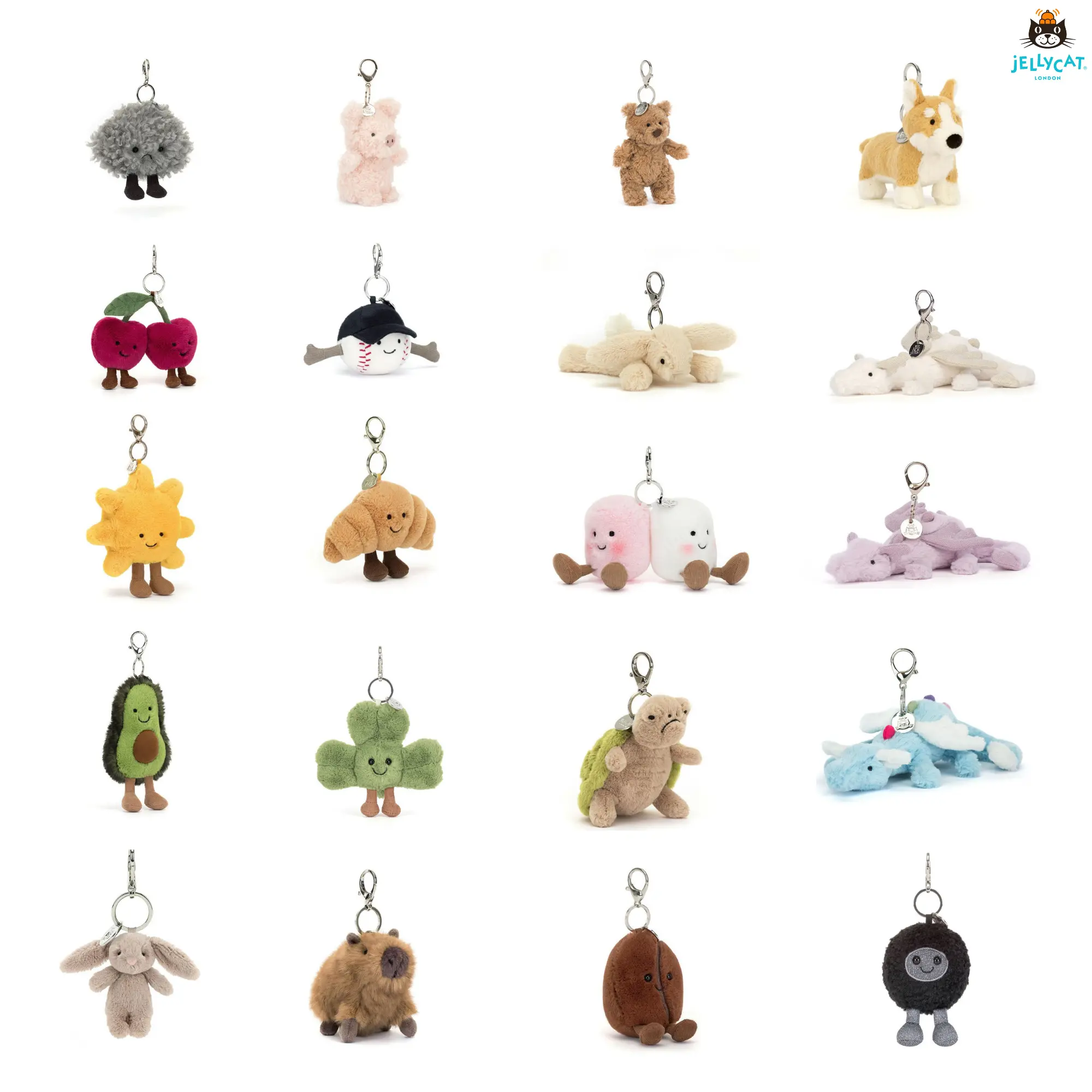 JELLYCAT Bag Charm Collection – Soft Mini Stuffed Animal, Kawaii Bag Accessory, Perfect Gift for Kids & Collectors
