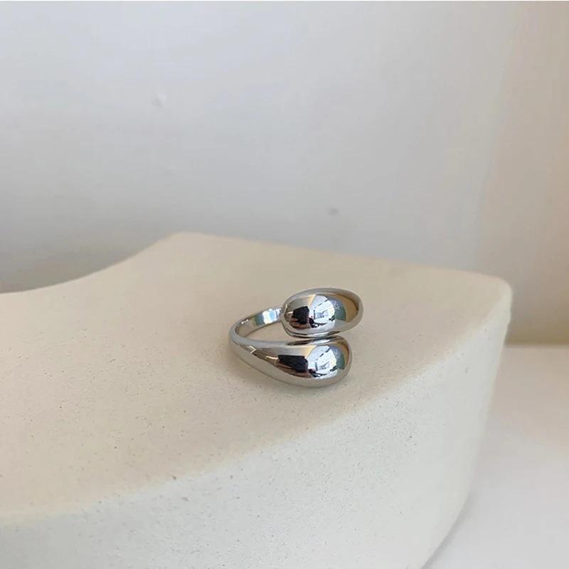 Water Drop Irregular Ring, New Adjustable Open Ring with Smooth Surface, Cross-Wrapped Ring