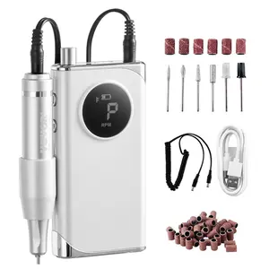 VEVOR Electric Rechargeable Nail Drill, 40,000RPM Portable Cordless Nail E File Machine, LCD-Display Acrylic Gel Grinder Tool with 6 Bits and 50PCS Sanding Bands for Manicure Pedicure Carve Polish