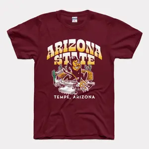 Arizona Statesssssss Football Stadium T-Shirt - Maroon Graphic Tee, Unisex College Sportswear, Perfect for Sun Devils Fans, Classic ASU Apparel Menswear Top