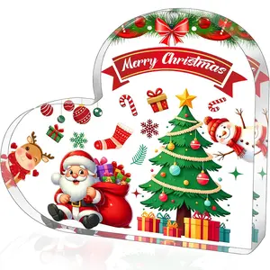 Christmas Desk Decorations Stocking Stuffers Christmas Decorations For Office Desk Room Adornos NavidenOs Acrylic Heart Christmas Book Decor Gifts For Women Men Acrylic Table Home Mantle