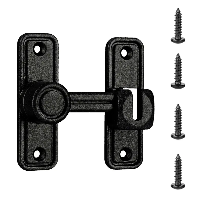 Barn Door Lock Latch, 90 & 180 Degree Heavy Duty Barn Door Latch Hardware Barn Door Locks and Latches Sliding Door Lock Home Safety Gate Locks Fit for Garage, Garden, Bathroom, Cabinet(Black)
