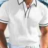 Men's Short Sleeve Polo Shirt in Decorative Fabric, Striped, Casual Polo Shirts, Polo Top, Perfect for Business Casual and Formal Occasions, Regular Fit Ideal for Work