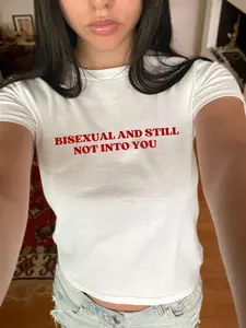 Bisexual And Still Not Into You Baby Tee, Pride TShirt Bisexual Graphic TShirt, Queer Lesbian Shirt, WLW Crop Top Funny Shirt Bisexual Shirt