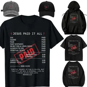 Family set-DIY-Unisex-Hoodie-cap-kid-s Jesus Paid It All Funny Jesus Saying T-Shirt