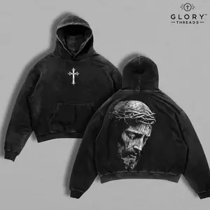 Jesus Christ Cry Washed Hoodie, Jesus Cry Pullover, Christian Cross Hoodie, Faith Streetwear Oversized Hooded Sweatshirt, Easter Outfit, Religious Apparel for Men and Women V6U