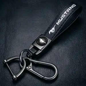 Luxury MUSTANG Genuine Leather Keychain - Premium Car Accessory Gift