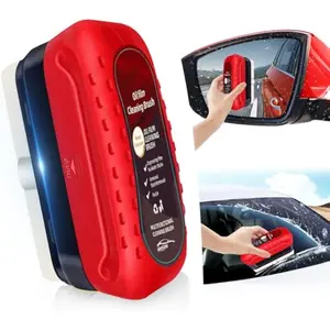 DIBMS Automotive Oil Film Cleaning Brush, Upgraded Antifog & Rainproof Glass Cleaning Board, Reusable Glass Oil Film Remover for Car Windows & Windshields (Red)