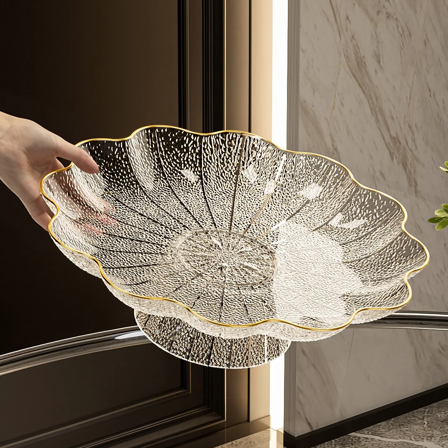 Beautiful Multi-Layer Fruit and Snack Tray, Food Trays, Round Plastic Design with Elegant Leaf Pattern, Perfect Kitchen Decoration, Decorative Plates, Salad Serving Plates