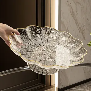 Beautiful Multi-Layer Fruit and Snack Tray, Round Plastic Design with Elegant Leaf Pattern, Perfect Kitchen Decoration, Salad Serving Plates