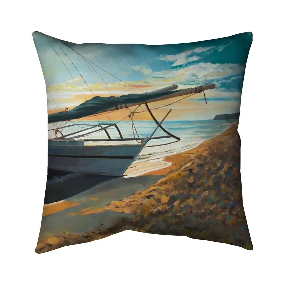 Begin Home Decor 5541-1616-CO158 16 x 16 in. Peaceful Seaside Coastal Exotic Pillow - Home Decor Accent